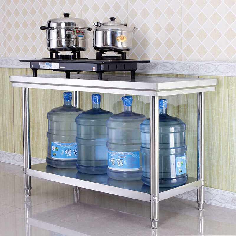 不锈钢工作台商用双层操作台饭店厨房打荷操作工作桌案板打包台面,淘宝优惠券,粉丝福利购,淘宝优惠卷