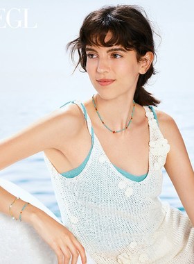 ZEGL设计师小彩串绿松石叠戴项链女款2024新爆款夏日多巴胺锁骨链