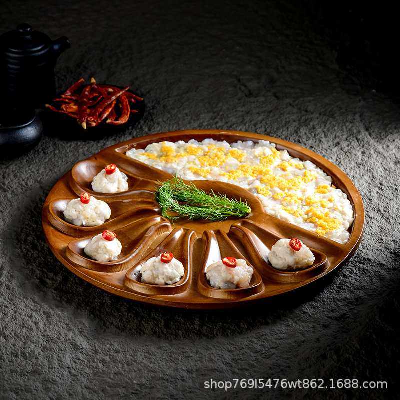 木质创意特色火锅店餐具十二个牛肉丸盘子套装虾滑勺小吃盘鱼滑盘,淘宝优惠券,粉丝福利购,淘宝优惠卷