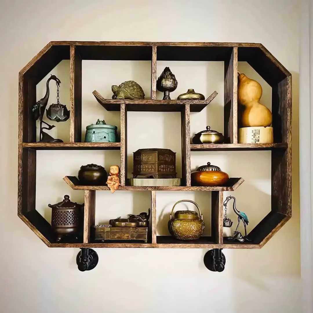 纯实木收纳展示柜上墙置地茶室多宝阁落地古风古董架紫砂壶博古架,淘宝优惠券,粉丝福利购,淘宝优惠卷