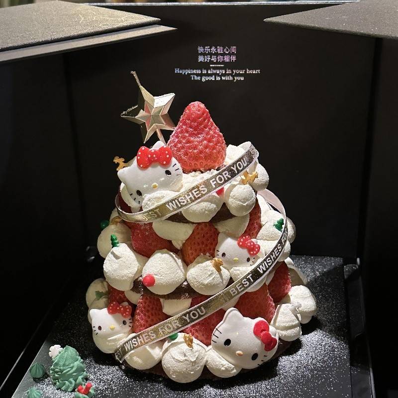 2025新年跨年网红hellokitty许愿树蛋糕装饰蝴蝶结kt猫摆件插件 - 图0