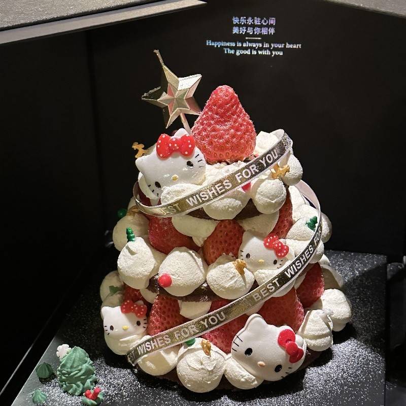 2025新年跨年网红hellokitty许愿树蛋糕装饰蝴蝶结kt猫摆件插件 - 图1