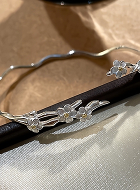 透莎新中式花朵925纯银手镯女