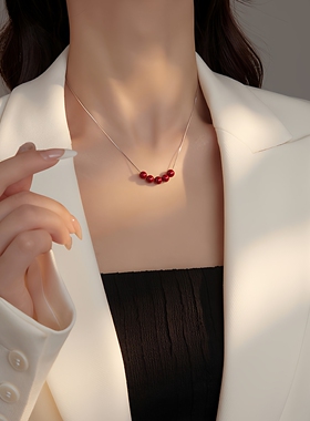【透莎】红色朱砂S925纯银项链女