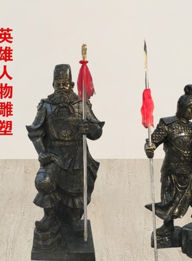 定制玻璃钢彷铜三国人p物雕塑关羽张飞赵云酒店商业街广场景观摆