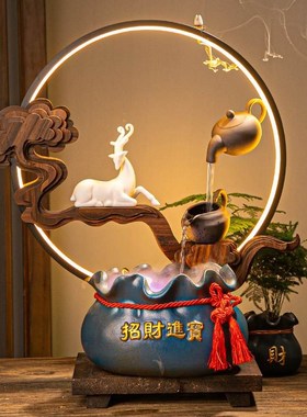天壶悬空流水小型摆件茶壶t喷泉鱼缸茶叶店装饰品搬家乔迁开业贺