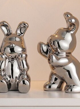 创意兔子a书档玄关客厅陶瓷摆件展示柜书柜电视柜现代简约家居装