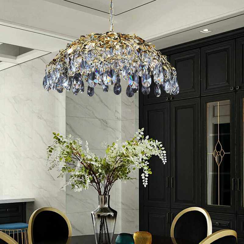轻奢水晶花朵吊灯客厅餐厅卧室手工艺术装饰金色树枝造型灯具,淘宝优惠券,粉丝福利购,淘宝优惠卷