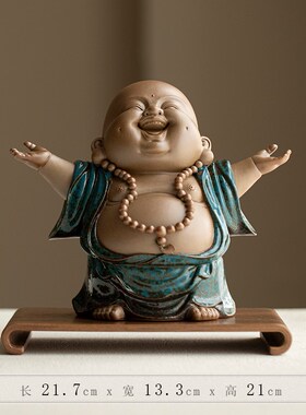 中式禅意喜迎天下笑n佛摆件陶瓷弥勒佛客厅玄关装饰品乔迁开业礼