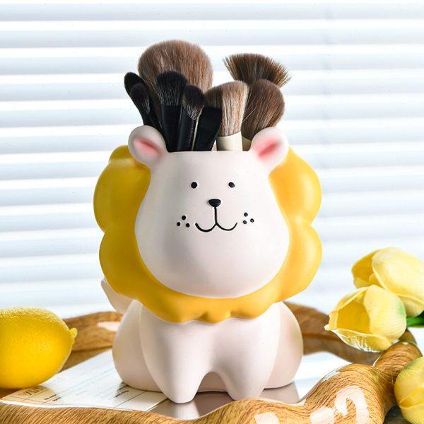 创意可爱狮子化妆刷收纳筒桌面笔筒梳妆台收纳盒家居装饰品摆件,淘宝优惠券,粉丝福利购,淘宝优惠卷