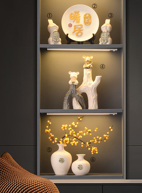 新中式家居玄关暖居摆件客厅x电视柜高档轻奢风办公室酒柜装饰品