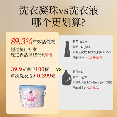 植护5D洗衣凝珠留香除菌100颗