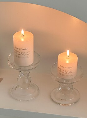 浪漫烛光晚餐拍照道具法式罗马柱玻璃F蜡烛烛台复古ins摆件装饰品