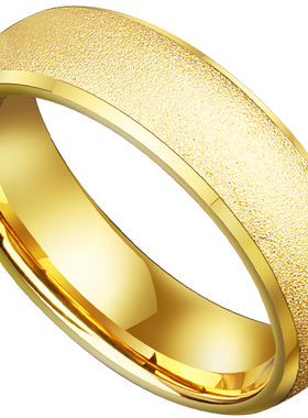 磨砂素圈戒指男i士钨金古法金色潮简约银色钨钢食指单身指环女尾