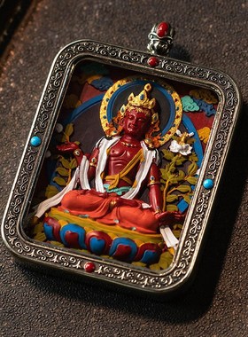 2025本命年h朱砂唐卡藏式手工彩绘十二生肖本命佛吊坠男女同款挂