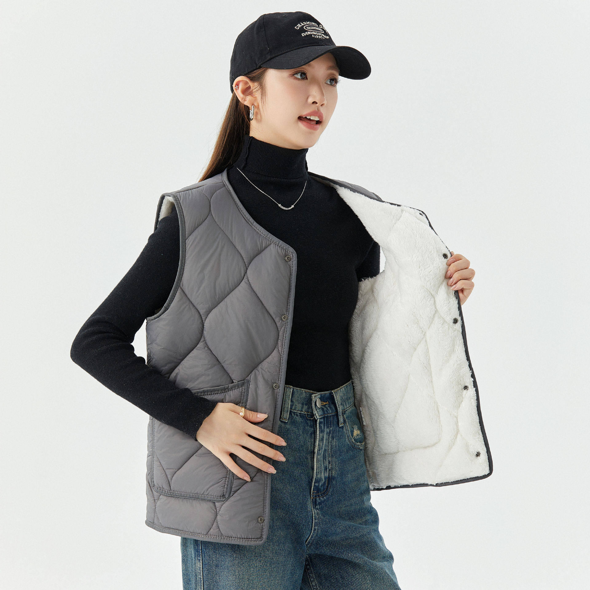 女士棉马甲保暖加大加厚加绒内搭坎肩羊羔绒奶奶老人休闲外穿背心,淘宝优惠券,粉丝福利购,淘宝优惠卷