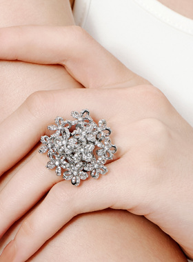 GdV花影系列水晶花簇戒指精致日常百搭轻奢花团指环送女友礼物