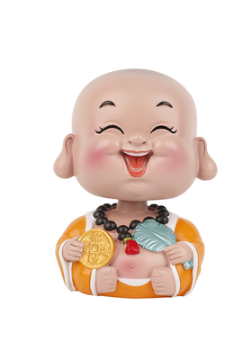 家居装饰品创意小摆件可爱v车内招财弥勒佛财神客厅办公室桌面摆