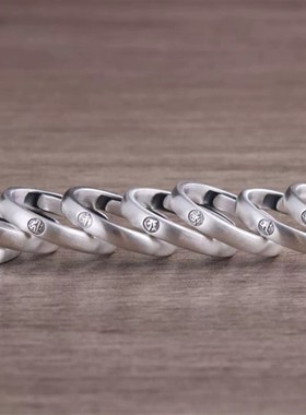 本命佛守护神银戒指男女情侣戒999足银十二生肖对V戒复古指环个性