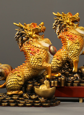 全铜招财麒麟摆件工艺品