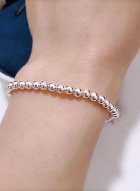 s925银月光石银珠木马六x字真言手链女学生简约气质小马手链饰品