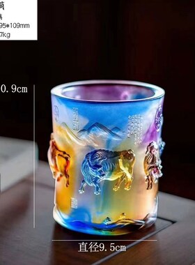 古法琉璃牛摆件牛气冲天室内客厅办F公室摆放开业乔迁新中式送礼