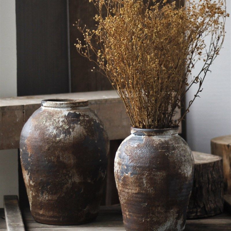禅意复古陶瓷花瓶客厅插花摆件民宿样板间装饰陶罐坛子侘寂风花器,淘宝优惠券,粉丝福利购,淘宝优惠卷