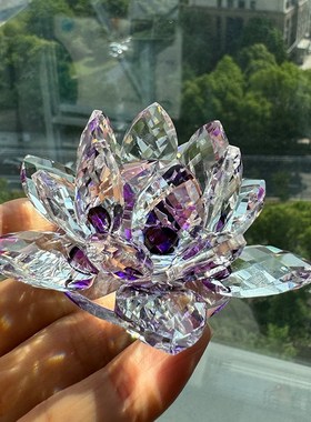 供水杯透明供奉佛k前莲花摆件圣水杯家用净水杯贡杯佛水晶玻璃供