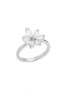 豪华的锆石花戒指E为妇女不锈钢立方