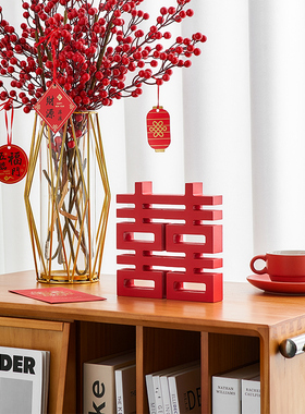 百年好合喜字结婚礼物送新人创意客厅电视L柜婚房卧室布置装饰摆