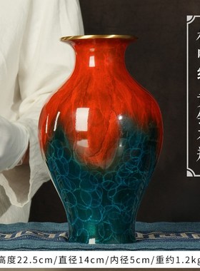 黄铜花瓶高温彩鲜花瓶轻奢插花玉净瓶观音净水瓶W家用桌面摆件
