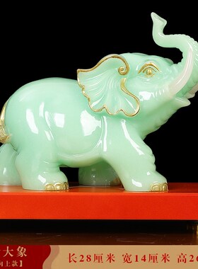 大象摆件一对仿玉象招财中式家居装E饰客厅办公室乔迁开业工艺礼