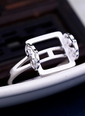 S925银戒指空托女镶嵌玉石蜜蜡琥珀v方戒托11*11 15*15 8*8  13*1