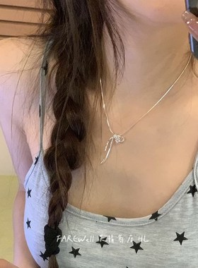 店主推荐!超好看蝴蝶结项链女款2024新款锁骨链女设计感颈链女