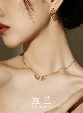 宜兰珠宝蝴蝶项链优雅小众设计感时尚百搭高级女简约优雅圣诞礼物