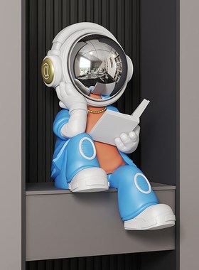 坐姿宇航员看书太空人大型电视柜装饰摆件带蓝牙音响乔迁开业礼品