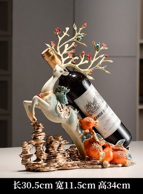 福鹿红酒架家居摆件创意新中式客C厅酒柜餐边柜葡萄酒架软装装饰