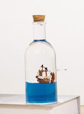 漂流瓶乘风d破浪游轮流体生日礼品毕业季礼物黑珍珠号帆船桌面摆