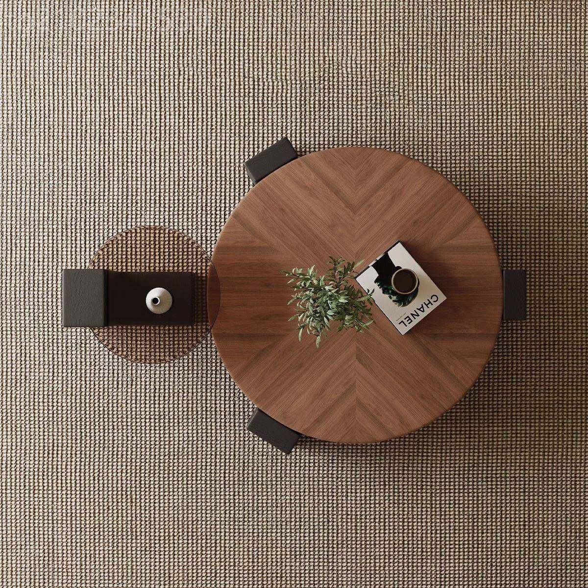 意极简户PGJ圆形家用式轻奢设计师中古风胡桃木小型合中式茶组x&,淘宝优惠券,粉丝福利购,淘宝优惠卷