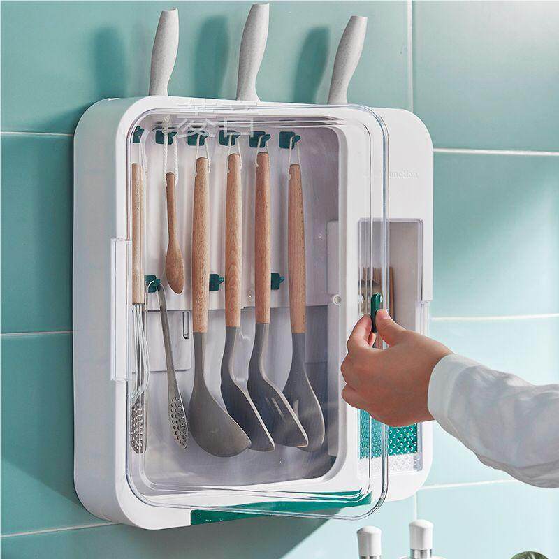 防尘多功能厨房放餐具收纳盒筒筷子勺子锅铲置物架壁挂式篓笼带盖,淘宝优惠券,粉丝福利购,淘宝优惠卷