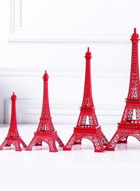 包邮合金艾菲尔铁塔模型桌面摆件纯色摄影道具家居装饰品生日礼物