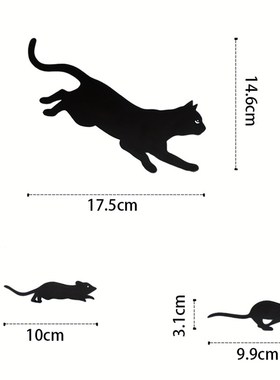 创意黑猫追e老鼠金属花园木桩3件套铁艺黑猫雕塑户外庭院栅栏装饰