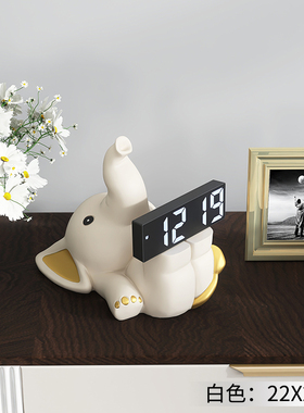 奶油风动物电子钟桌面摆件v客厅玄关电视柜家居装饰品卧室床头闹
