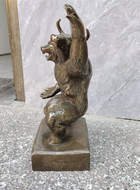 热卖纯铜牛斗熊 扭o转乾坤摆件 牛熊斗居家 办公铜器装饰品