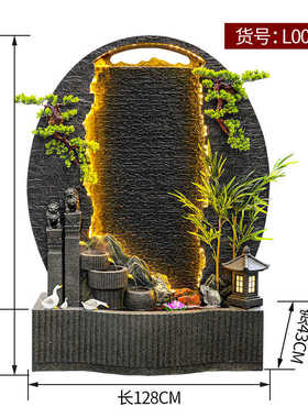 现代高山流水墙鱼池造景观庭v院花园客厅门店装饰水幕假山喷泉摆