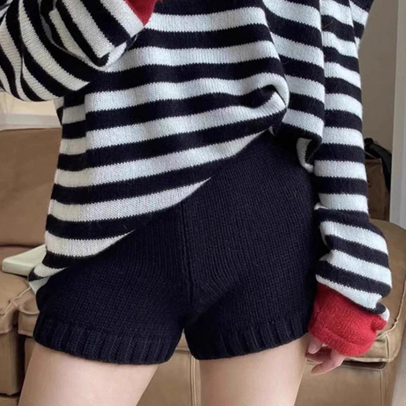 2025女装灰色冬季针织辣妹打底短裤秋季显瘦高腰修身百搭休闲裤子,淘宝优惠券,粉丝福利购,淘宝优惠卷