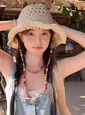 【买糖糖】泫雅风彩珠渔夫帽防晒