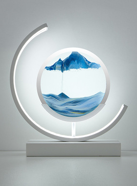 流沙画沙漏台灯艺术摆件动态书房书桌办公室装饰品生日创意山水画