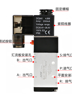 出线式二位五通电磁换向阀组合气缸控制器阀岛 4V110-06 4V210-08