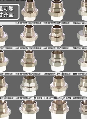 PPR外丝铜活接4分6分1寸PPR外牙活直接20 25 32冷热水管接头配件